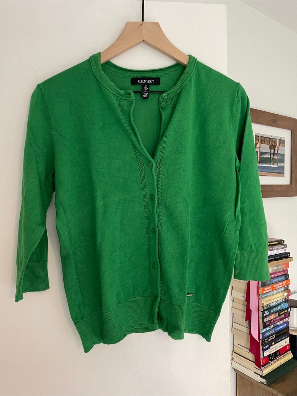 Ellen Tracy ~ Jade Green Button-Up Cardigan